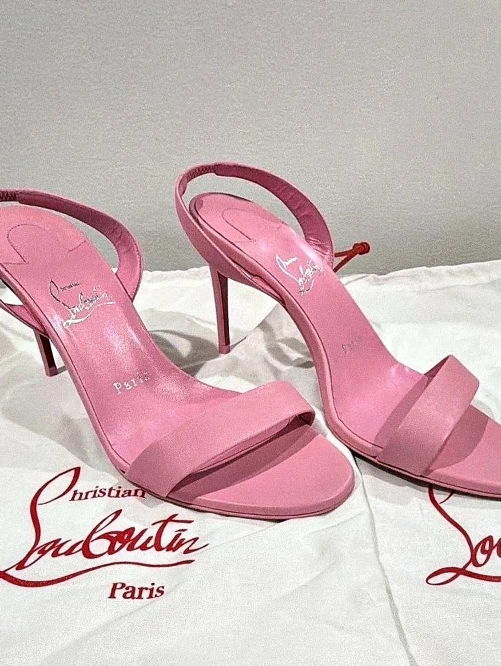 Christian Louboutin Marilyn Slingback Sandals Leather Pink 38.5